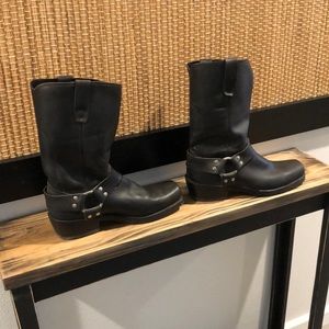 Durango black steel toed boots with silver hardware.